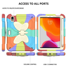 For iPad mini 6 Beige PC + Silicone Anti-drop Protective Tablet Case with Butterfly Shape Holder & Pen Slot(Colorful Red)