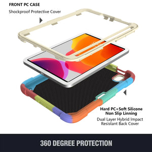 For iPad mini 6 Beige PC + Silicone Anti-drop Protective Tablet Case with Butterfly Shape Holder & Pen Slot(Colorful Red)