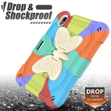 For iPad mini 6 Beige PC + Silicone Anti-drop Protective Tablet Case with Butterfly Shape Holder & Pen Slot(Colorful Red)