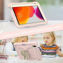 For iPad mini 6 Beige PC + Silicone Anti-drop Protective Tablet Case with Butterfly Shape Holder & Pen Slot(Beige + Rose Pink)