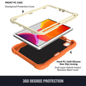 For iPad mini 6 Beige PC + Silicone Anti-drop Protective Tablet Case with Butterfly Shape Holder & Pen Slot(Beige + Kumquat)