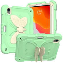 For iPad mini 6 Beige PC + Silicone Anti-drop Protective Tablet Case with Butterfly Shape Holder & Pen Slot(Beige + Fresh Green)