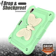 For iPad mini 6 Beige PC + Silicone Anti-drop Protective Tablet Case with Butterfly Shape Holder & Pen Slot(Beige + Fresh Green)