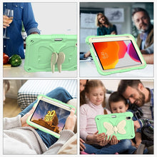 For iPad mini 6 Beige PC + Silicone Anti-drop Protective Tablet Case with Butterfly Shape Holder & Pen Slot(Beige + Fresh Green)