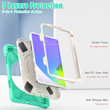 For iPad mini 6 Silicone + PC Protective Tablet Case with Holder & Shoulder Strap(Mint Green)