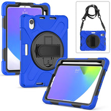 For iPad mini 6 Silicone + PC Protective Tablet Case with Holder & Shoulder Strap(Blue)