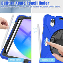 For iPad mini 6 Silicone + PC Protective Tablet Case with Holder & Shoulder Strap(Blue)