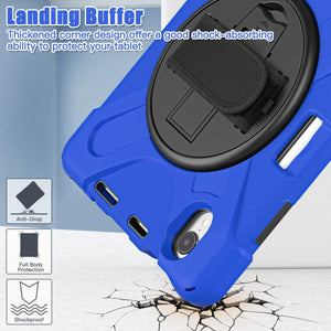 For iPad mini 6 Silicone + PC Protective Tablet Case with Holder & Shoulder Strap(Blue)