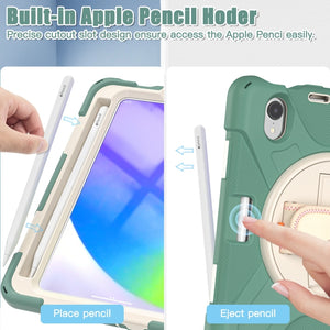 For iPad mini 6 Silicone + PC Protective Tablet Case with Holder & Shoulder Strap(Emerald Green)