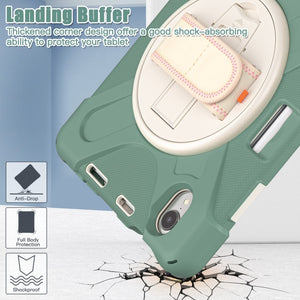For iPad mini 6 Silicone + PC Protective Tablet Case with Holder & Shoulder Strap(Emerald Green)