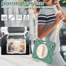 For iPad mini 6 Silicone + PC Protective Tablet Case with Holder & Shoulder Strap(Emerald Green)