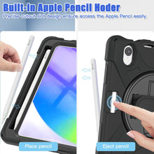 For iPad mini 6 Silicone + PC Protective Tablet Case with Holder & Shoulder Strap(Black)