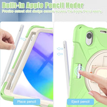 For iPad mini 6 Silicone + PC Protective Tablet Case with Holder & Shoulder Strap(Matcha Green)