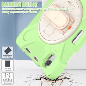 For iPad mini 6 Silicone + PC Protective Tablet Case with Holder & Shoulder Strap(Matcha Green)