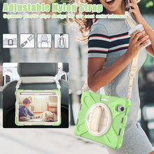 For iPad mini 6 Silicone + PC Protective Tablet Case with Holder & Shoulder Strap(Matcha Green)