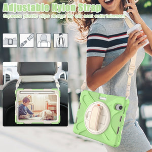 For iPad mini 6 Silicone + PC Protective Tablet Case with Holder & Shoulder Strap(Matcha Green)