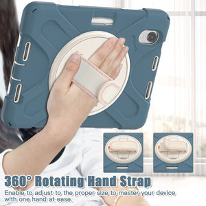 For iPad mini 6 Silicone + PC Protective Tablet Case with Holder & Shoulder Strap(Cornflower Blue)