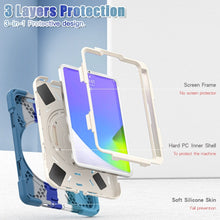 For iPad mini 6 Silicone + PC Protective Tablet Case with Holder & Shoulder Strap(Colorful Blue)