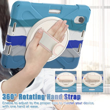 For iPad mini 6 Silicone + PC Protective Tablet Case with Holder & Shoulder Strap(Colorful Blue)