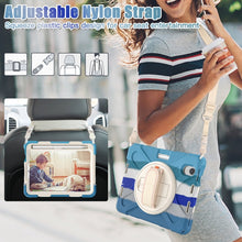 For iPad mini 6 Silicone + PC Protective Tablet Case with Holder & Shoulder Strap(Colorful Blue)