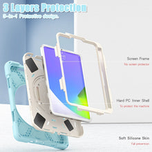 For iPad mini 6 Silicone + PC Protective Tablet Case with Holder & Shoulder Strap(Ice Crystal Blue)