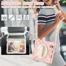 For iPad mini 6 Silicone + PC Protective Tablet Case with Holder & Shoulder Strap (Rose Gold)