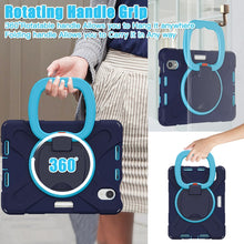 For iPad mini 6 Silicone + PC Protective Tablet Case with Holder & Shoulder Strap(Navy Blue + Blue)