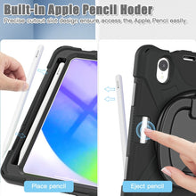 For iPad mini 6 Silicone + PC Protective Tablet Case with Holder & Shoulder Strap(Black+Black)