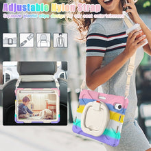 For iPad mini 6 Silicone + PC Protective Tablet Case with Holder & Shoulder Strap(Colorful Pink)