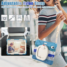 For iPad mini 6 Silicone + PC Protective Tablet Case with Holder & Shoulder Strap(Colorful Blue)