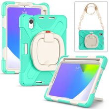 For iPad mini 6 Silicone + PC Protective Tablet Case with Holder & Shoulder Strap(Mint Green)