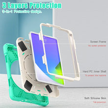 For iPad mini 6 Silicone + PC Protective Tablet Case with Holder & Shoulder Strap(Mint Green)