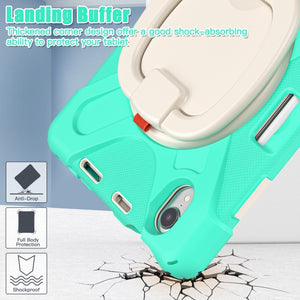 For iPad mini 6 Silicone + PC Protective Tablet Case with Holder & Shoulder Strap(Mint Green)