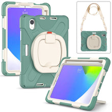 For iPad mini 6 Silicone + PC Protective Tablet Case with Holder & Shoulder Strap(Emerald Green)