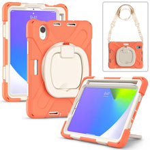 For iPad mini 6 Silicone + PC Protective Tablet Case with Holder & Shoulder Strap(Living Coral)