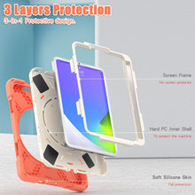 For iPad mini 6 Silicone + PC Protective Tablet Case with Holder & Shoulder Strap(Living Coral)