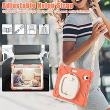 For iPad mini 6 Silicone + PC Protective Tablet Case with Holder & Shoulder Strap(Living Coral)