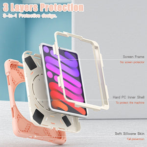 For iPad mini 6 Silicone + PC Protective Tablet Case with Holder & Shoulder Strap (Rose Gold)