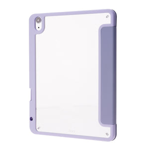 Deformation Transparent Acrylic Horizontal Flip PU Leather Case with Multi-folding Holder & Sleep / Wake-up Function & Pen Slot For iPad Air 2022 / 2020 10.9(Lavender Grey)