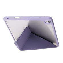 Deformation Transparent Acrylic Horizontal Flip PU Leather Case with Multi-folding Holder & Sleep / Wake-up Function & Pen Slot For iPad Air 2022 / 2020 10.9(Lavender Grey)