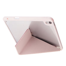 Deformation Transparent Acrylic Horizontal Flip PU Leather Case with Multi-folding Holder & Sleep / Wake-up Function & Pen Slot For iPad Air 2022 / 2020 10.9(Rose Gold)
