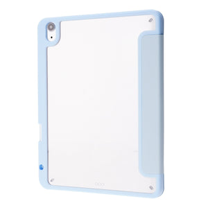 Deformation Transparent Acrylic Horizontal Flip PU Leather Case with Multi-folding Holder & Sleep / Wake-up Function & Pen Slot For iPad Air 2022 / 2020 10.9(Baby Blue)
