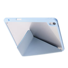 Deformation Transparent Acrylic Horizontal Flip PU Leather Case with Multi-folding Holder & Sleep / Wake-up Function & Pen Slot For iPad Air 2022 / 2020 10.9(Baby Blue)