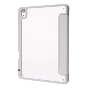 Deformation Transparent Acrylic Horizontal Flip PU Leather Case with Multi-folding Holder & Sleep / Wake-up Function & Pen Slot For iPad Air 2022 / 2020 10.9(Grey)