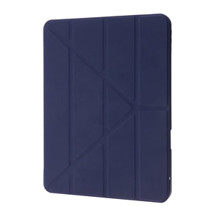 Deformation Transparent Acrylic Horizontal Flip PU Leather Case with Multi-folding Holder & Sleep / Wake-up Function & Pen Slot For iPad Air 2022 / 2020 10.9(Dark Blue)
