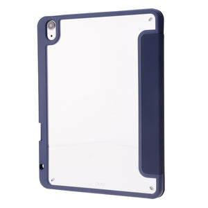 Deformation Transparent Acrylic Horizontal Flip PU Leather Case with Multi-folding Holder & Sleep / Wake-up Function & Pen Slot For iPad Air 2022 / 2020 10.9(Dark Blue)