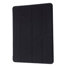 For iPad 10.2 2021 / 2020 / 2019 Deformation Transparent Acrylic Horizontal Flip PU Leather Case with Multi-folding Holder & Sleep / Wake-up Function & Pen Slot(Black)