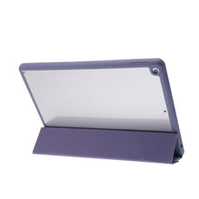For iPad 10.2 2021 / 2020 / 2019 Deformation Transparent Acrylic Horizontal Flip PU Leather Case with Multi-folding Holder & Sleep / Wake-up Function & Pen Slot(Black)