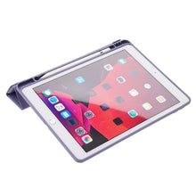 For iPad 10.2 2021 / 2020 / 2019 Deformation Transparent Acrylic Horizontal Flip PU Leather Case with Multi-folding Holder & Sleep / Wake-up Function & Pen Slot(Black)