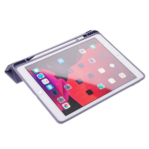 For iPad 10.2 2021 / 2020 / 2019 Deformation Transparent Acrylic Horizontal Flip PU Leather Case with Multi-folding Holder & Sleep / Wake-up Function & Pen Slot(Black)